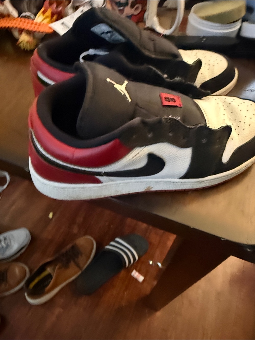 Jordan Low-Top Sneakers in Black, White & Red